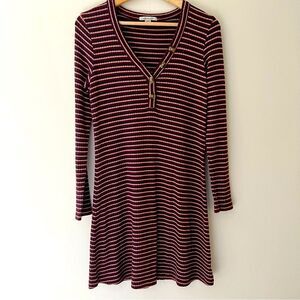 American Eagle Henley Dress Ribbed Striped Y2K Size Medium